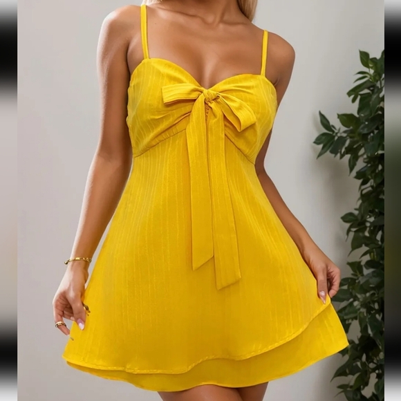 Sweetheart Neck Bow Front Mini Cami Dress - Picture 1 of 4